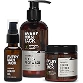 Every Man Jack Unscented Beard Bundle - Fragrance Free for Sensitive Skin - Contains (1) each of Beard & Face Wash, Beard Butter, and Beard Oil