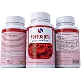 Liposomal Iron Supplements by Siba Pharm | Ferrosom Dietry Iron Vitamins Supplement | Rich in Vitamin C, B12, Folic Acid| Non GMO, Vegan, Premium Quality| Helps New Blood Cell Production | 30 Capsules