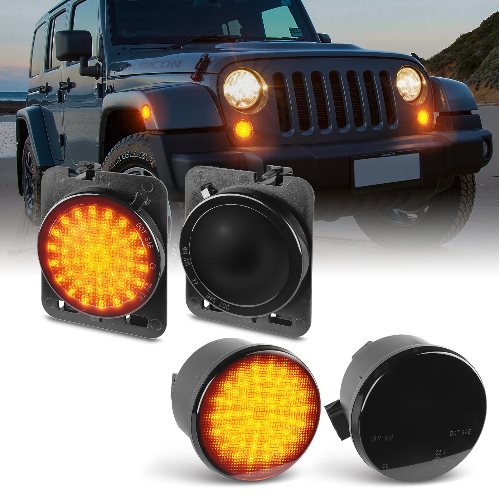 Photo 1 of Gempro LED Sequential Turn Signals Side Marker Light Kits for Jeep Wrangler JK & Unlimited 2007-2018, Smoked Len 4PCS
