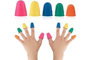 Gjinxi 10Pcs Finger Protectors Rubber Fingers Tip Covers, Silicone Finger Protector Fingertip Thumb Cots Pads with Assorted Sizes for Hot Glue Wax Rosin Resin Collating Writing Task Scrap