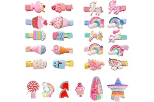 26 Pcs Hair Clip for Baby Girls, Toddler Hair Barretes Candy Unicorn Rainbow Ice Cream Lollipop Pentagram Fully Covered Cute 