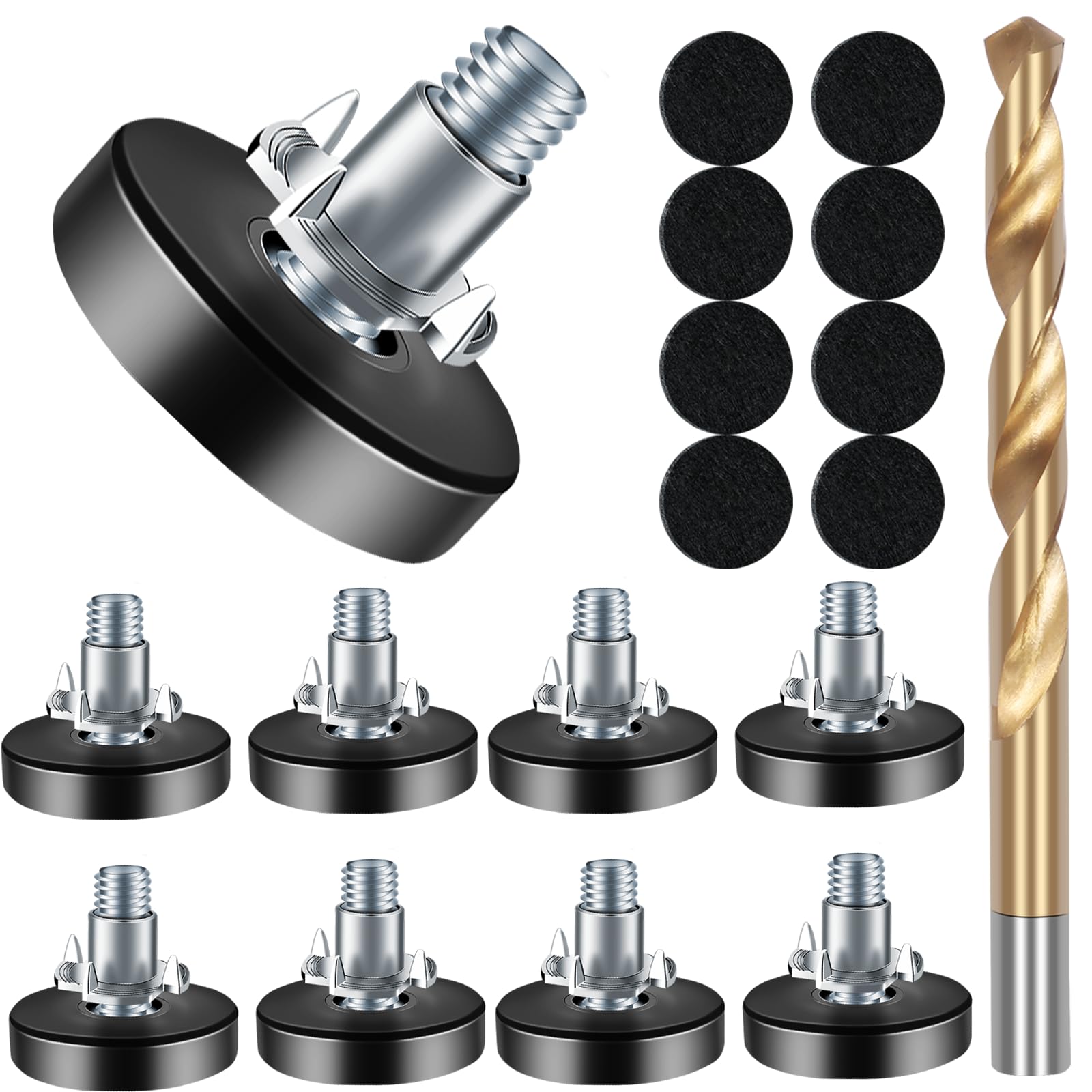 Photo 1 of Eunenete 8 PCS 1/4" Thread Furniture Feet Levelers,Adjustable Furniture feet,Thread Adjustable Furniture levelers Screw,Furniture Legs (8 PCS 1/4”Thread Stool Legs,with T-Nut)
