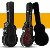 Ktaxon Electric Guitar Case, 42-Inch Hard Case with Lock Latch, Black | Wooden Hard Shell Fit for 335-Style Semi-Hollow &amp; Hollowbody Guitars, Included Soft Padding, Protective Carrying Case