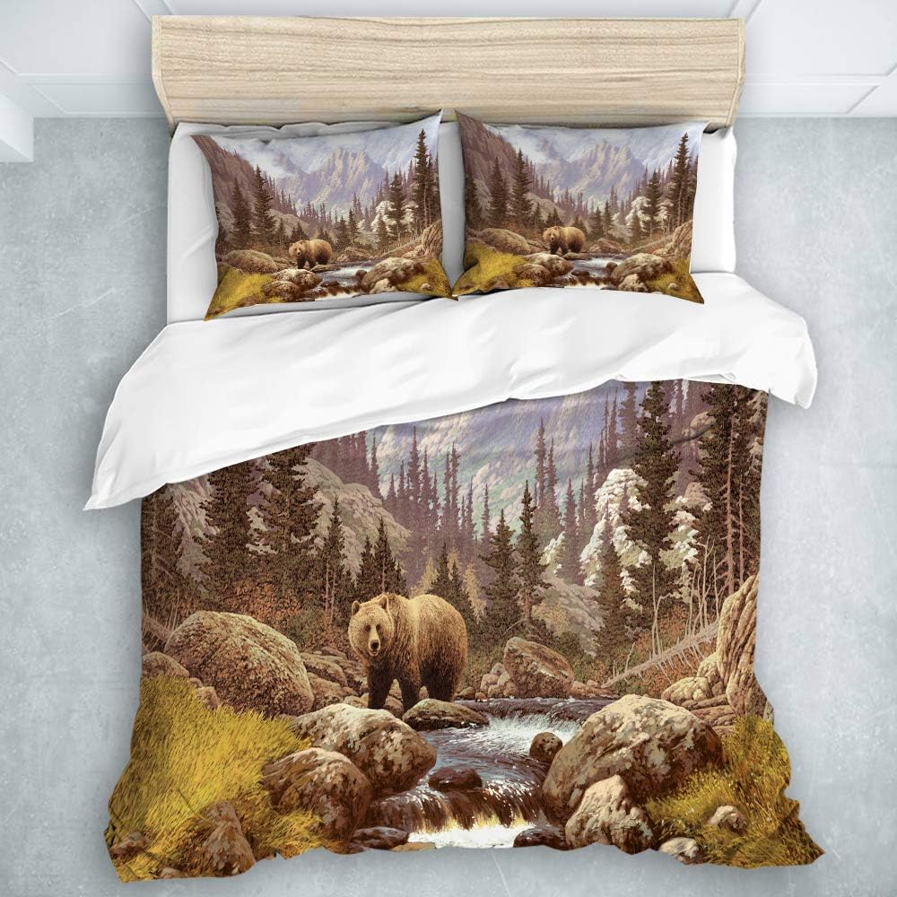VAMIX Duvet Cover Set, Grizzly Bear in The Rocky Mountains