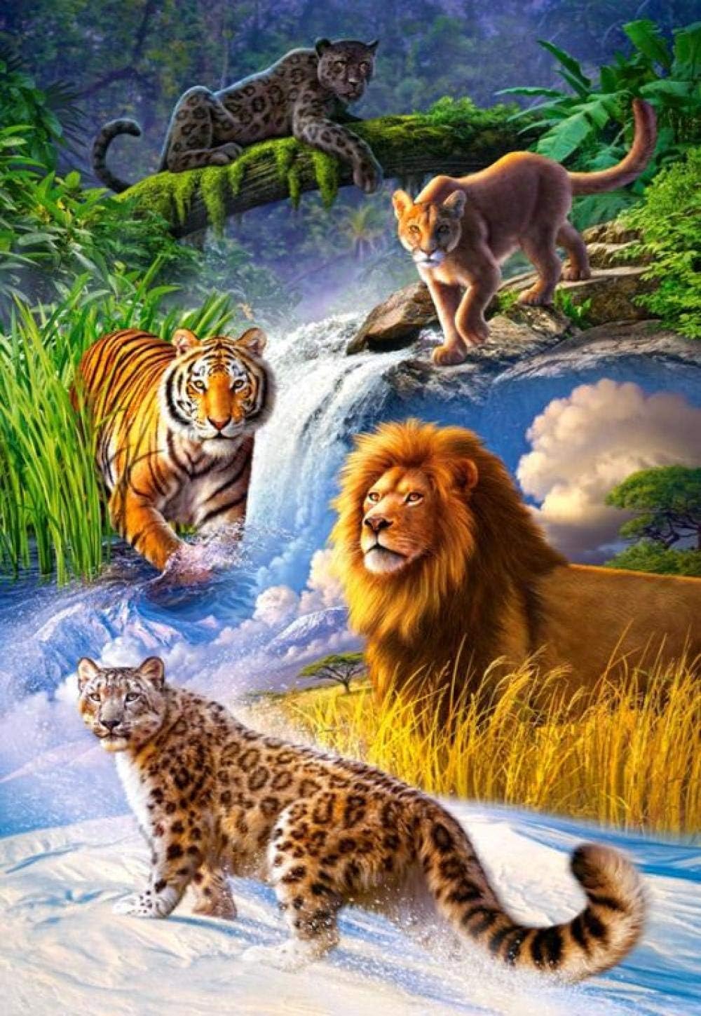 Amazon Com Paint By Numbers Lion Tiger Number Kit Diy Brushes Acrylic Paint By Canvas For Adults Beginner Painting Perfect Item For Decorating Your Home 40x50cm No Frame