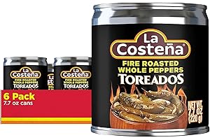 La Costeña Whole Serrano Pepper Toreado - Fire Roasted Spicy Green Chiles for Mexican Food, Pico de Gallo, Taco Seasoning, Salsa Verde & Guacamole - Pickled Vegetables - 7.7oz, 6 Pack Canned Chilis