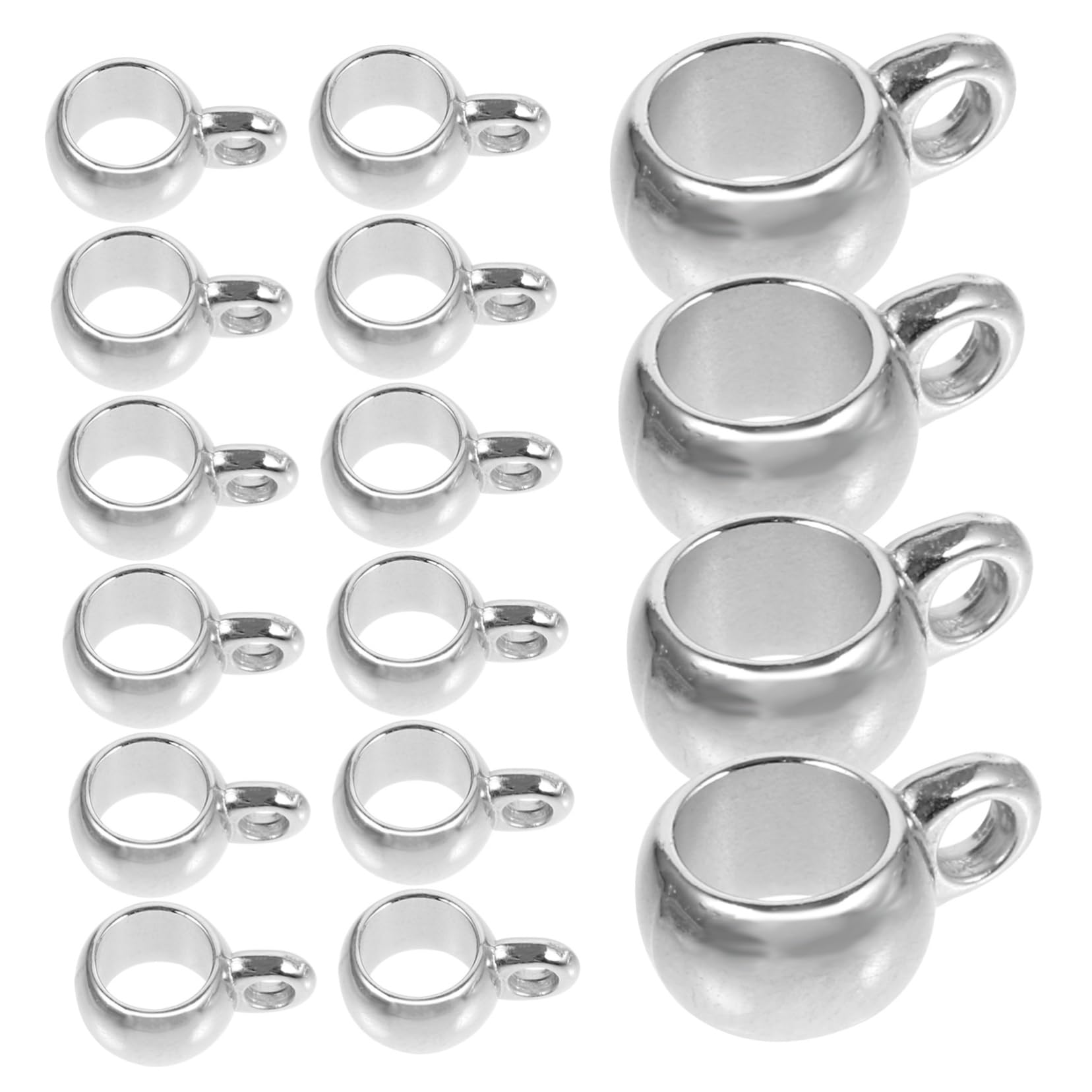 Milisten Bail Beads Charms Bail Tube Beads Spacer Bead Bail Beads Hanger Fit Charm Pendant Bead Connector Jewelry Making Supplies 100pcs (Silver 5mm 8mm)