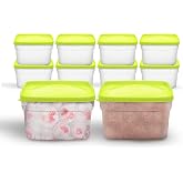 Arrow Freezer Containers, 1 Pint - 10 pk with Lids - Reusable Plastic Food Storage - Prep, Store, Freeze - BPA Free - Dishwasher Safe