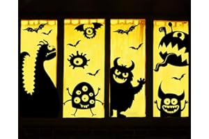 BCUEIDO Large Halloween Window Clings Decorations Halloween Window Silhouette Decorations Scary Monster Silhouette Giant Halloween Stickers