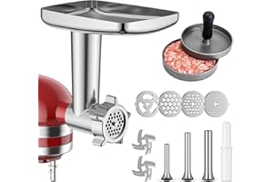 Metal Food Grinder Attachment for KitchenAid Stand Mixers HOZODO Meat Grinder, Sausage Stuffer, Great Attachment for KitchenAid Mixers, Including 3 Sausage Stuffer Accessory, Kitchen aid Meat Grinder