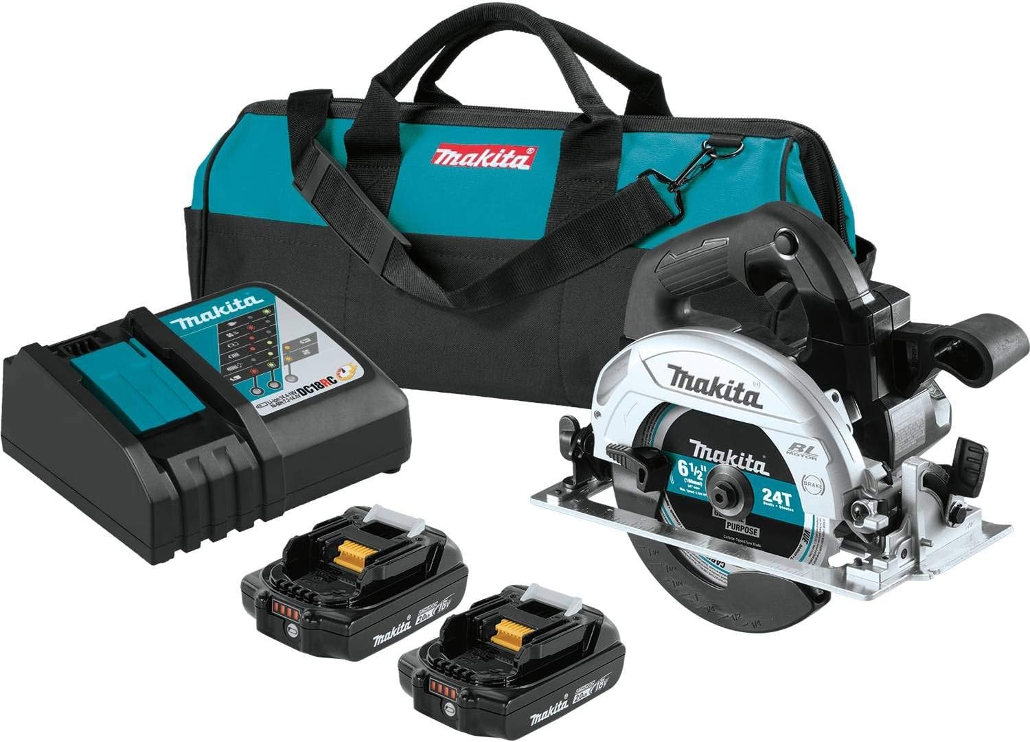 Makita XSH04RB 18V LXT Lithium-Ion Sub-Compact Brushless Cordless 6-1/2” Circular Saw Kit (2.0Ah)