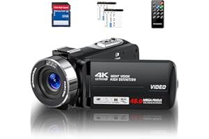 DINGETU Camcorder Video Camera 4K Ultra 48MP with IR Night Vision,18X Digital Zoom Camcorder Recorder 3" 270° Rotation Touch screen Vlogging Camera for YouTube with Remote Control,2 Batteries,32GB SD Card