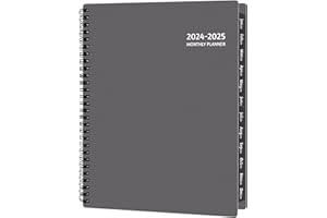 GOIUNLT Monthly Planner 2024-2025, 18 Months Calendar Planner 2024-2025, Jul 2024 – Dec 2025, 9'' x 11'' with Ruled Spread, Flexible Cover, Spiral Wirebound, Pocket, Coated Tabs, Notes ＆ Habit Tracker, Grey