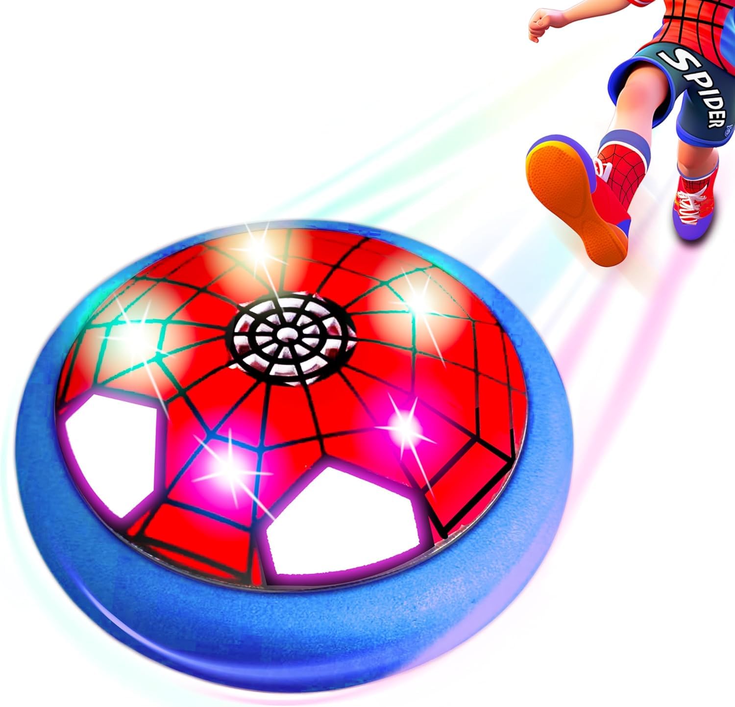 Spider Hover Football with LED lights, Spider Toys, Kids Indoor Party Games, Air Power Football Toys for Kids Ages 3 4 5 6, Birthday Gifts for Boys Girls Ages 3 4 5 6 7 8-12, School Gifts