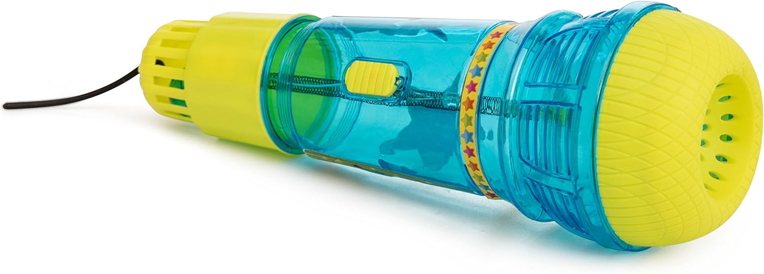 Echo Mic for Kids and Toddlers - Magic Microphone with Multicolored Flashing Light and Fun Rattle - Blue and Yellow Speech Therapy Feedback Toy - Retro Gift For Boys and Girls Who Love Singing, Music: Toys & Games
