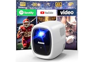 [Auto Focus/Built-in Apps] Mini Projector with WiFi and Bluetooth 4K 1080P Native Projector with Apps and Android TV OS, Auto