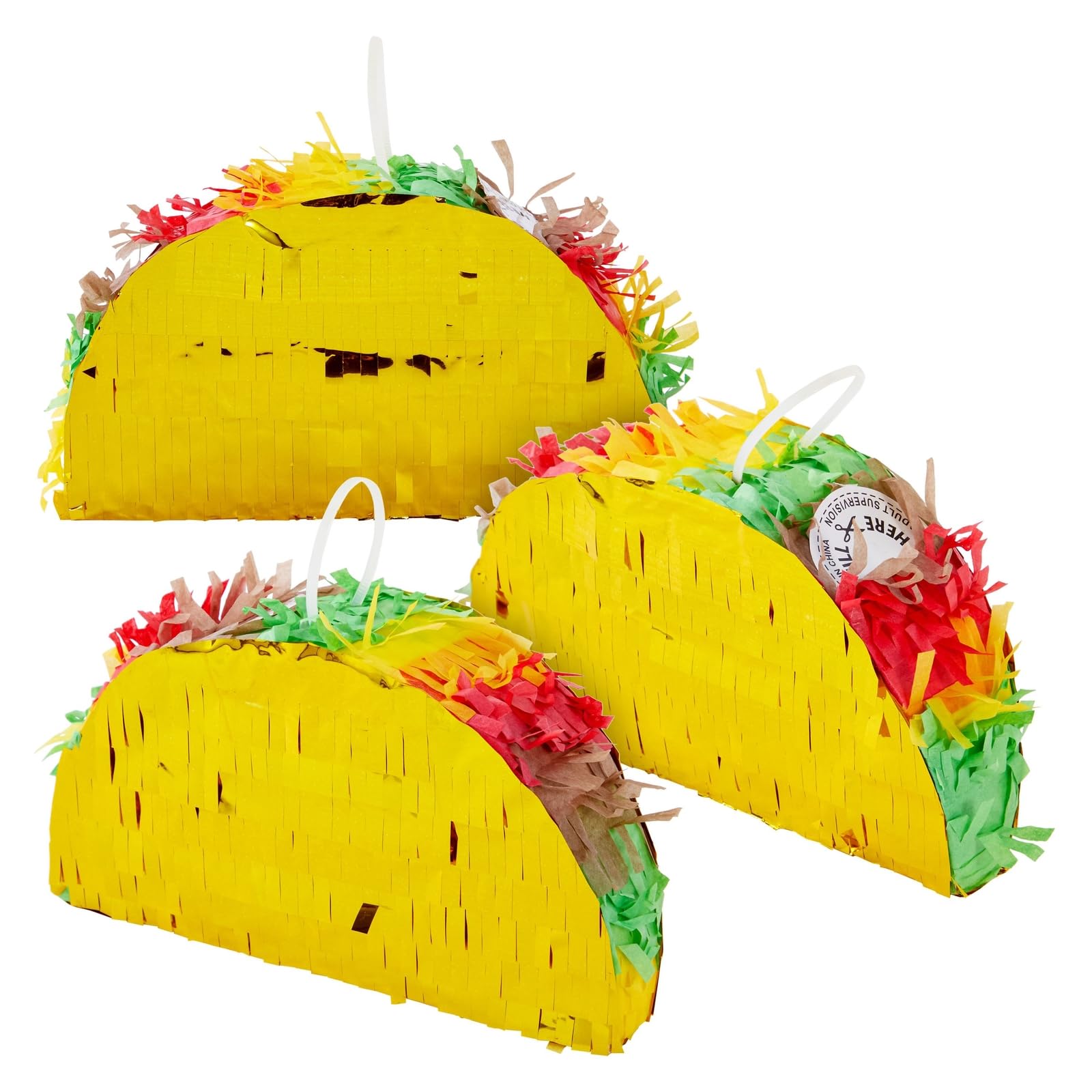Photo 1 of BLUE PANDA 3 Pack Mini Taco Pinatas - 6.25 x 2 x 3.6 in - Taco Decorations & Mini Pinata Favor