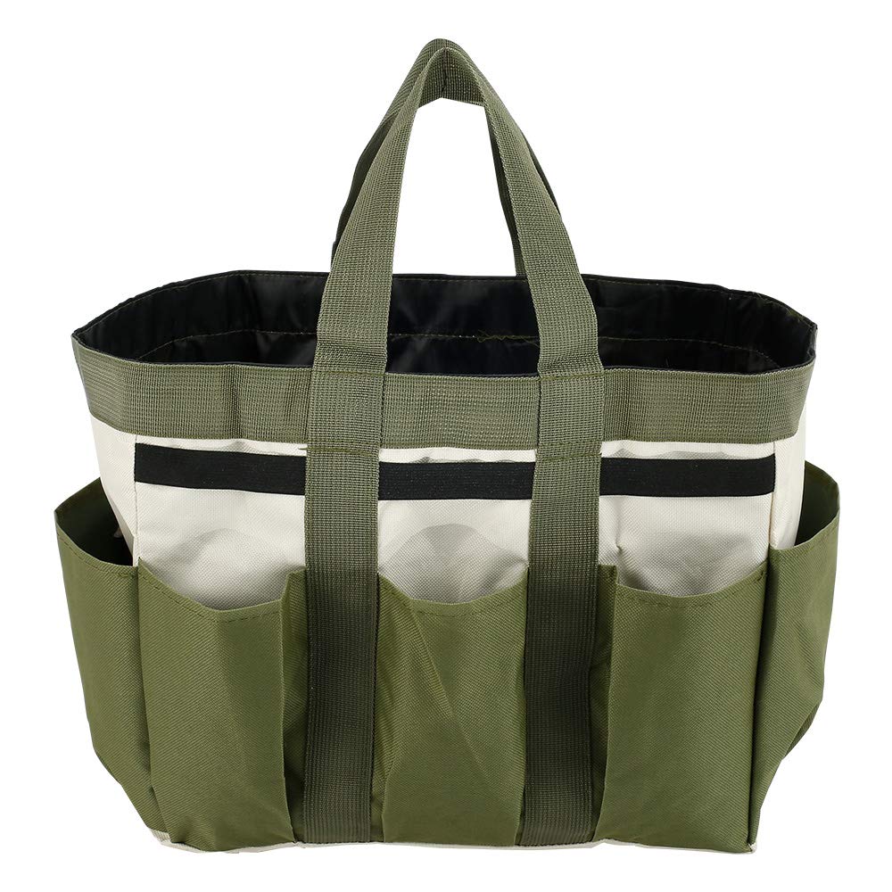 miuline Garden Tool Bag 8 Pockets 600D Oxford Gardening Hand Tool Storage Bag With Handles And Elastic Straps for Women Men Gardeners Green