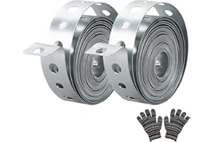AxiSculpt Galvanized Metal Pipe Strap 3/4-Inch x 10-Feet 27-Gauge for Pipe Support Hanging and Flexible Trimming with Holes, 2 Pack