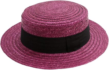 purple boater hat