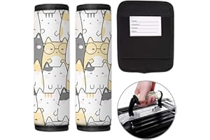 TPOAEL 2 Pack Luggage Handle Wrap Travel Tags - Set of Luggage Tags for Suitcases, Identifiers, Marker, and Handle Covers - Cruise Accessories and Travel Gifts（Cute Cat