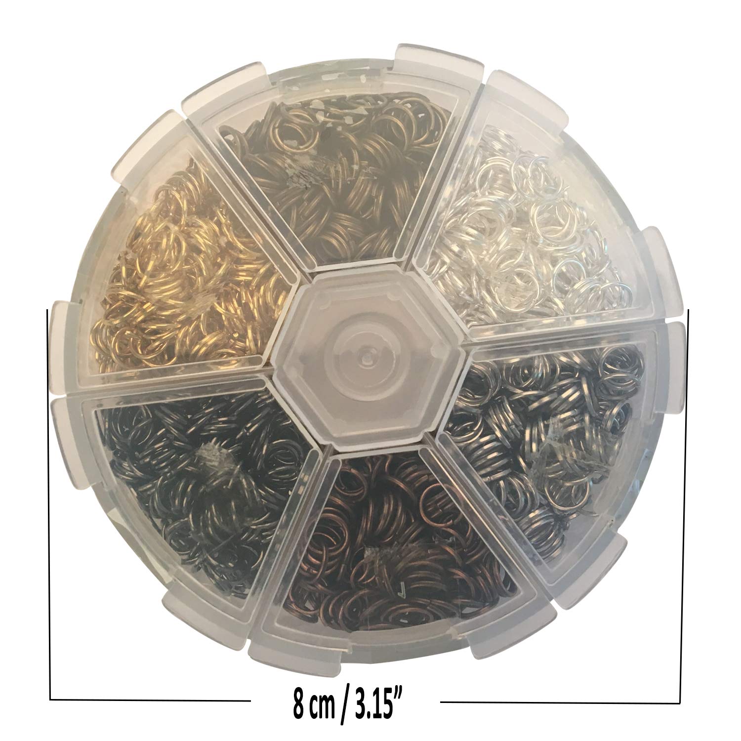 Open Jump Rings Hotetey 1 Box (About 1800Pcs) Assorted 6 Colors 6mm Open Iron Jump Rings Connectors for Jewelry Making