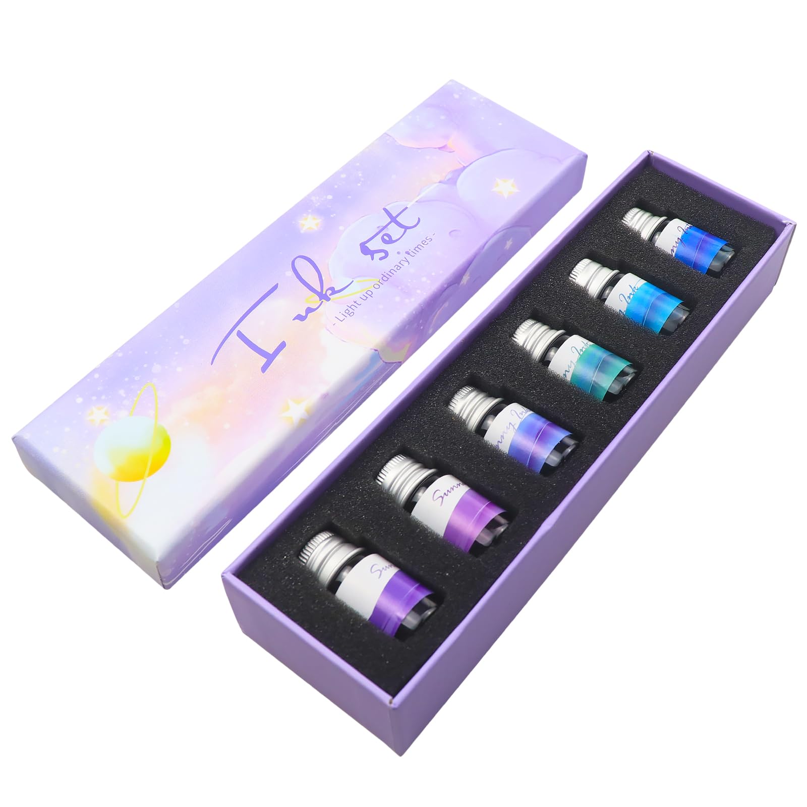 AOKUY Drawing Inks,Calligraphy Inks, 24Colorful Dip Pen Ink Set for Writing, Drawing, Great for Gift Giving. (Sky ink-6)