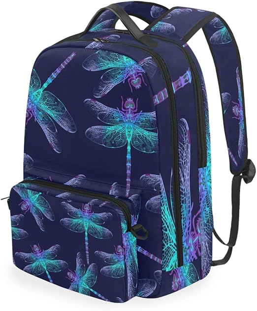 Vinlin Removable School Book Bag Abstract Animal Dragonfly Student Laptop Backpack Daypack