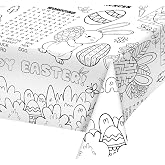 Gatherfun Disposable Easter Color-in Paper Tablecloth Decoration，Happy Easter Paper Table Cover for Children School Party Decor-54 x 88 in，1 pcs