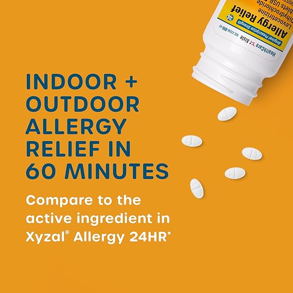 HEALTHCAREAISLE ALLERGY RELIEF – LEVOCETIRIZINE DIHYDROCHLORIDE TABLETS USP, 5 MG, 160 TABLETS, ORIGINAL PRESCRIPTION STRENGTH ALLERGY MEDICATION, 24-HOUR RELIEF, 80 COUNT (PACK OF 2)