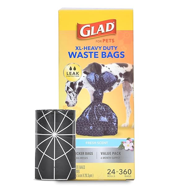 GLAD EXTRA LARGE, HEAVY DUTY SCENTED DOG WASTE BAGS VALUE PACK – 360 COUNT