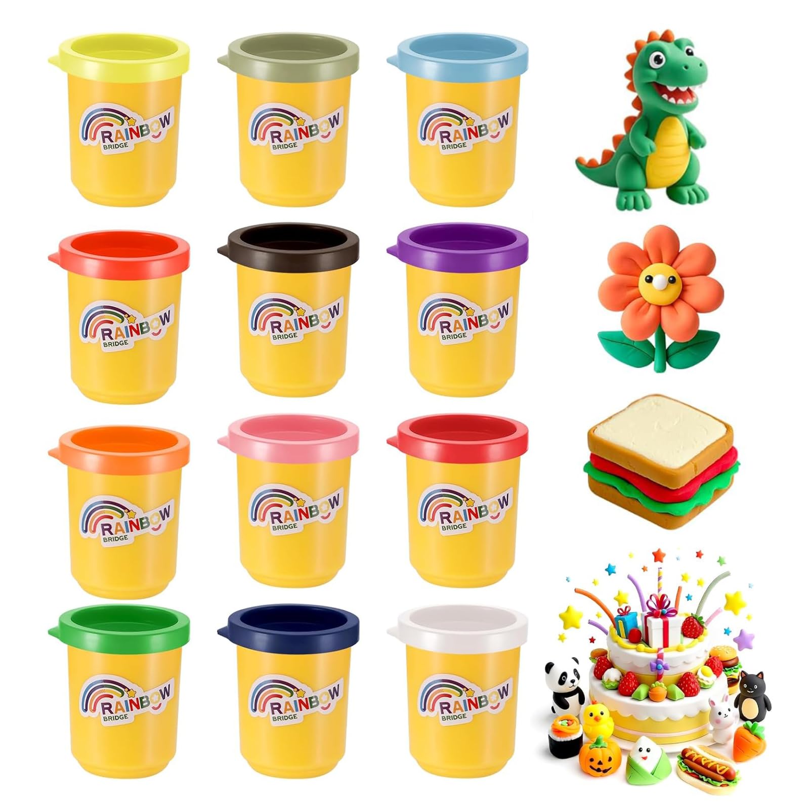 Zocipro 12 Tins Modelling Clay Kit – 12 Bright Colours, Non-Toxic Playdough Tubs Set for Kids, Creative Modelling Dough for Boys and Girls, Soft & Reusable Plasticine, 50g/Tins