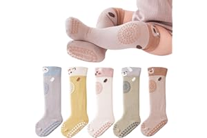HOVELL Toddler Non-slip Knee-High Socks with Grips for Infant Baby Girls Boys Floor Crawling Tube Stockings