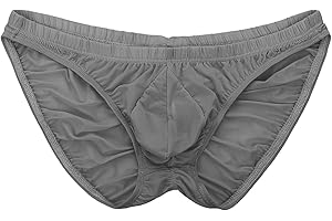 Summer Code Men's Sexy Bikini Brief Elastic Silky Ruched Back Underwear Swimwear