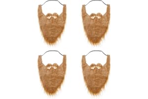 QIAONIUNIU Black Full Beard and Mustache face Beard for Kids Elastic Facial Hair Halloween Viking Costume 4 Pack