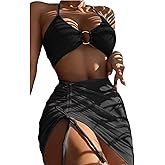Womens Swim Skirt High Waisted Bikini Sets Tummy Control Swimsuits Summer Beach Bikini Three-Piece Set