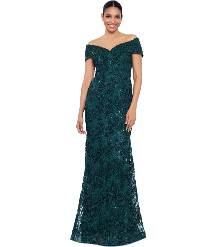 xscape green sequin dress Women's Long Lace Side Ruched (Reg and Petite), Sand, 4P at Amazon Women's Clothing store luxury wedding guest fashion