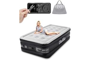 OlarHike Inflatable Twin Air Mattress with Built in Pump,18" Elevated Durable for Camping,Home&Guests,Fast&Easy Inflation/Deflation Airbed,Black Double Blow up Bed,Travel Cushion,Indoor