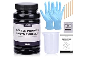 Caydo Screen Printing Photo Emulsion (8.5 oz), Diazo Sensitizer(1g), Measuring Cup, Gloves, and 5 Stir Sticks, Pre-Sensitized Photo Emulsion Screen Printing Supplies for Screen Printing and Fabric