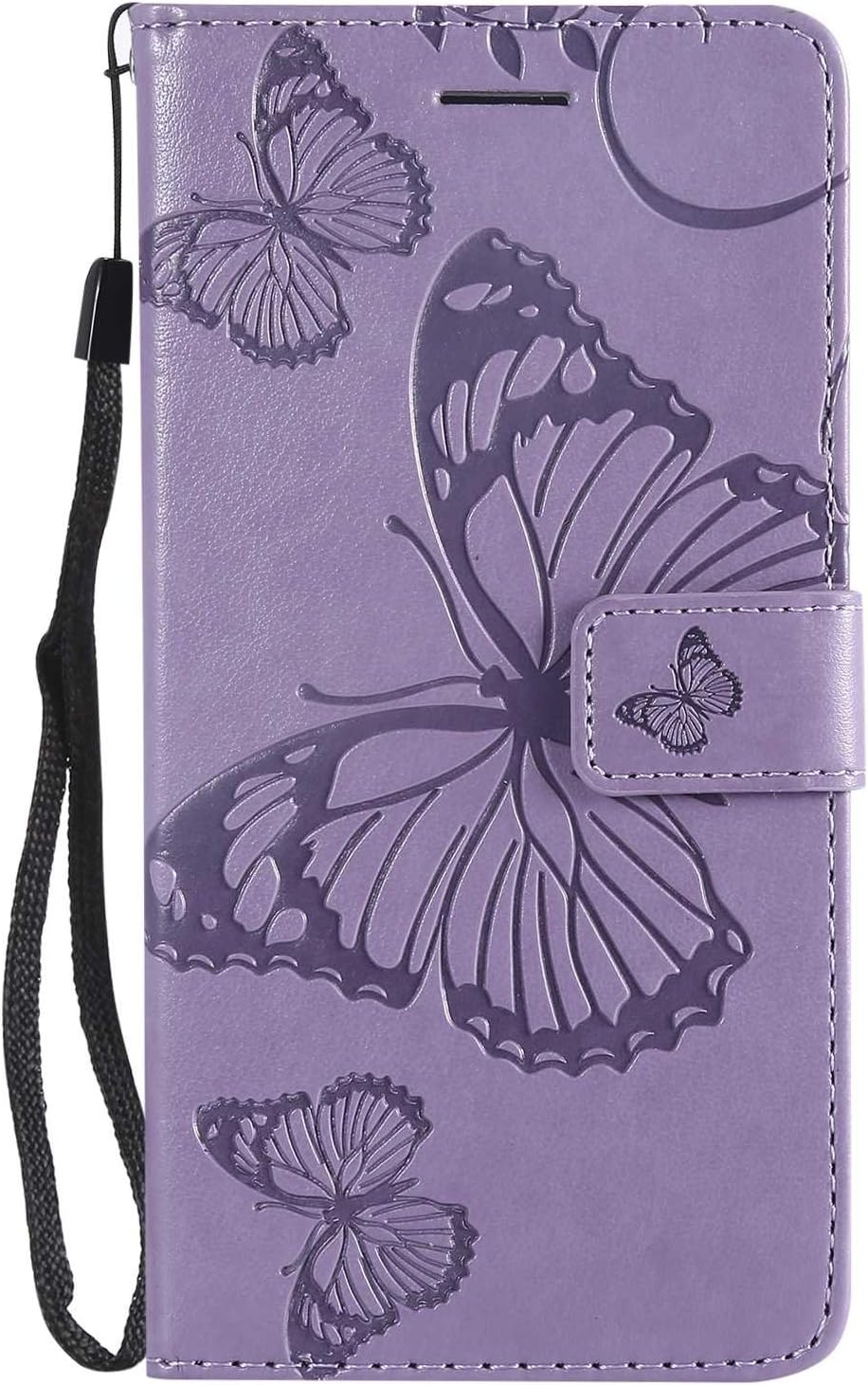 DENDICO Wallet Case for Huawei Mate 10 Lite, Flip Leather Case with Card Slots and Stand Feature, Butterfly Pattern Design Protective Cover for Huawei Mate 10 Lite - Purple