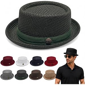 Men's Breathable Mesh Pork Pie Hat, 58cm Summer Fedora | Multiple Colors Available, Lightweight Mesh, Band with Button Detail