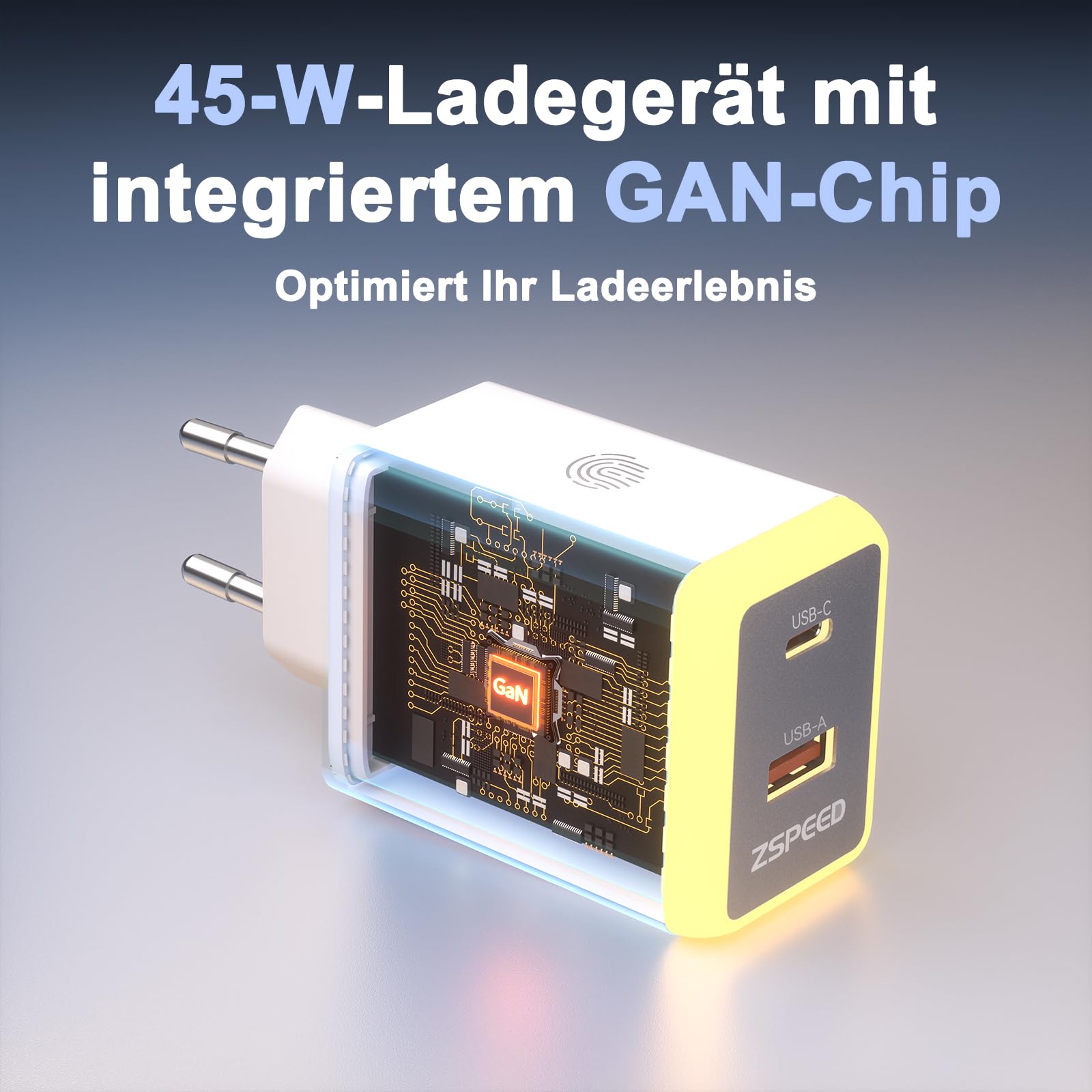 45W USB C Ladegerät 2 Port Schnellladung mit Nachtlicht Steckdose Touch-Schalter.Charger USB C für iPhone 17 16 Pro Max, iPad Pro, Galaxy S25 S24 S23 Ultra.Für Schlafzimmer und Reisen 3