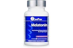 CanPrev Pure Melatonin 3 mg Sustained-Release, 60 Vegan Caps 60-Day Supply - Supports Restful & Extended Sleep Management, Tr