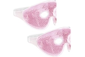 Navaris Set of 2 Gel Eye Masks - 2x Reusable Eye Masks for Hot/Cold Use - Pink
