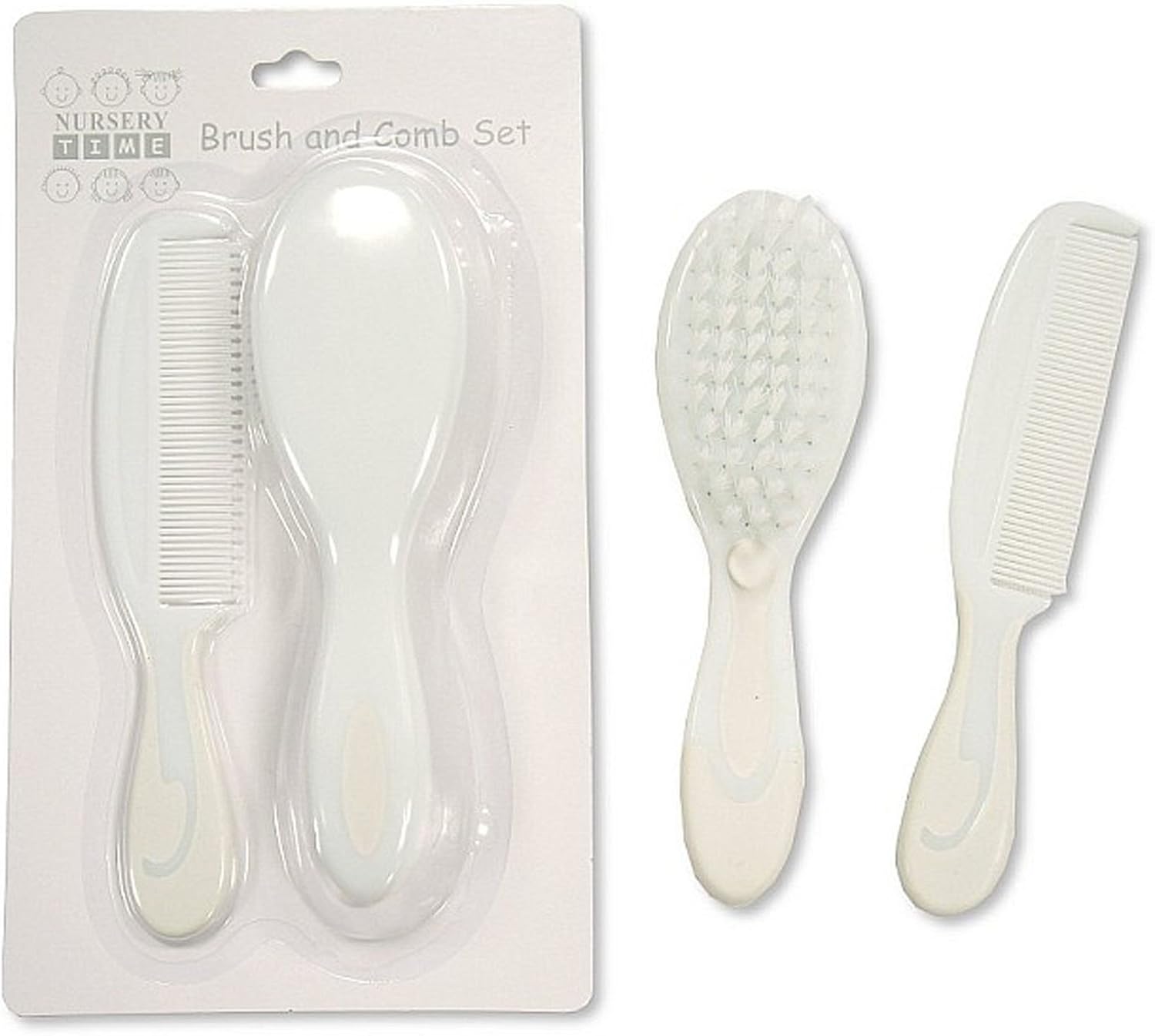 Baby Hair Brush & Comb Set in 3 colours Soft and Gentle (White) Amazon