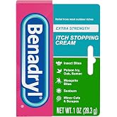 Benadryl Extra Strength Itch Stopping Cream, Diphenhydramine HCl, 1 oz | Zinc Acetate Skin Protectant, Topical Analgesic Cream, Anti-Itch Ointment, Insect Bite &amp; Sunburn Relief