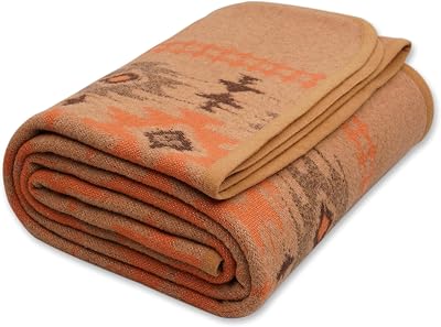 ACUSHLA Merino Wool Camp Blanket Large Throw Nordic Khaki 87x63