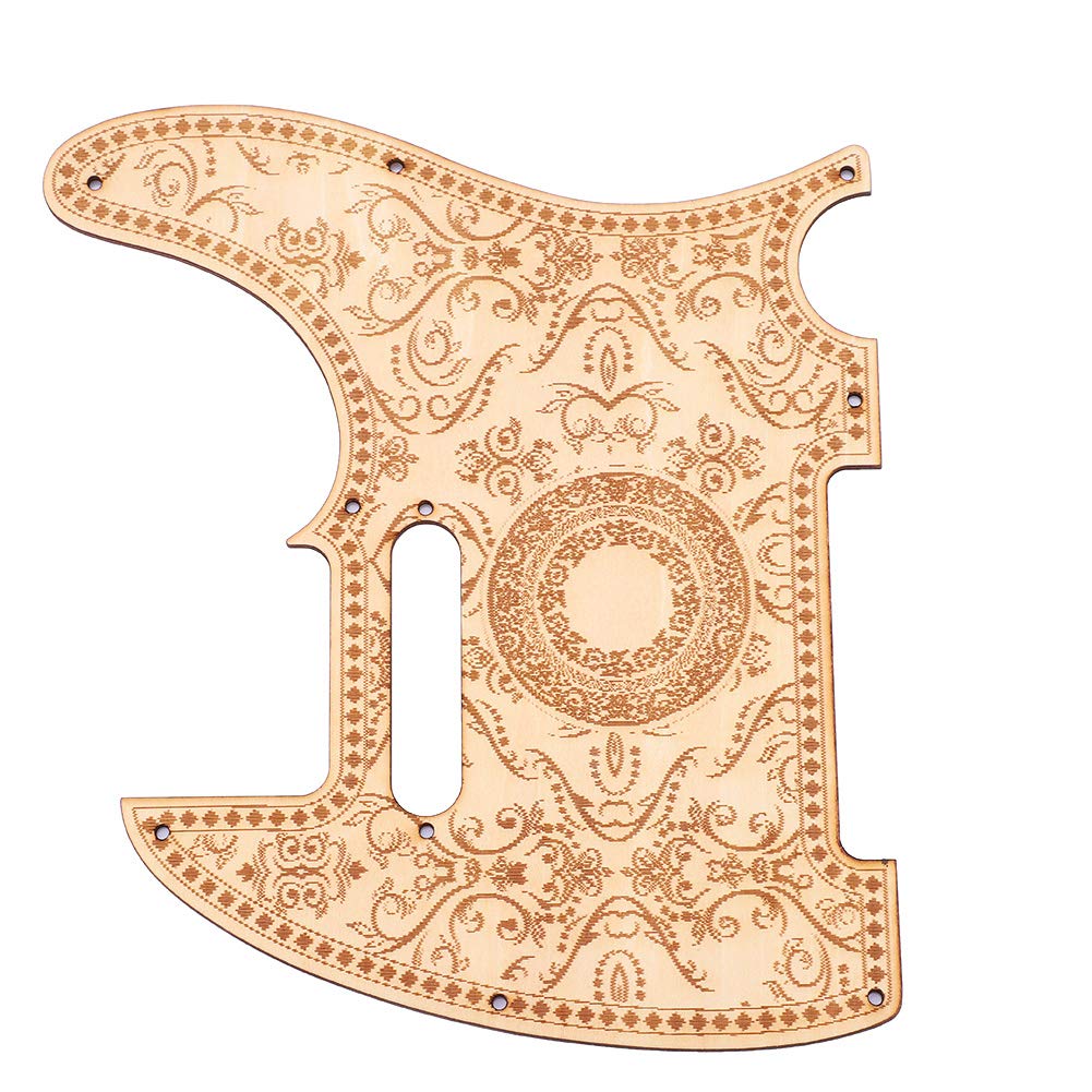 Guitar Pickguard, Maple Wood Plate Protector Engraving Vintage Style Pickguard Set for TL Guitar Replacement Parts
