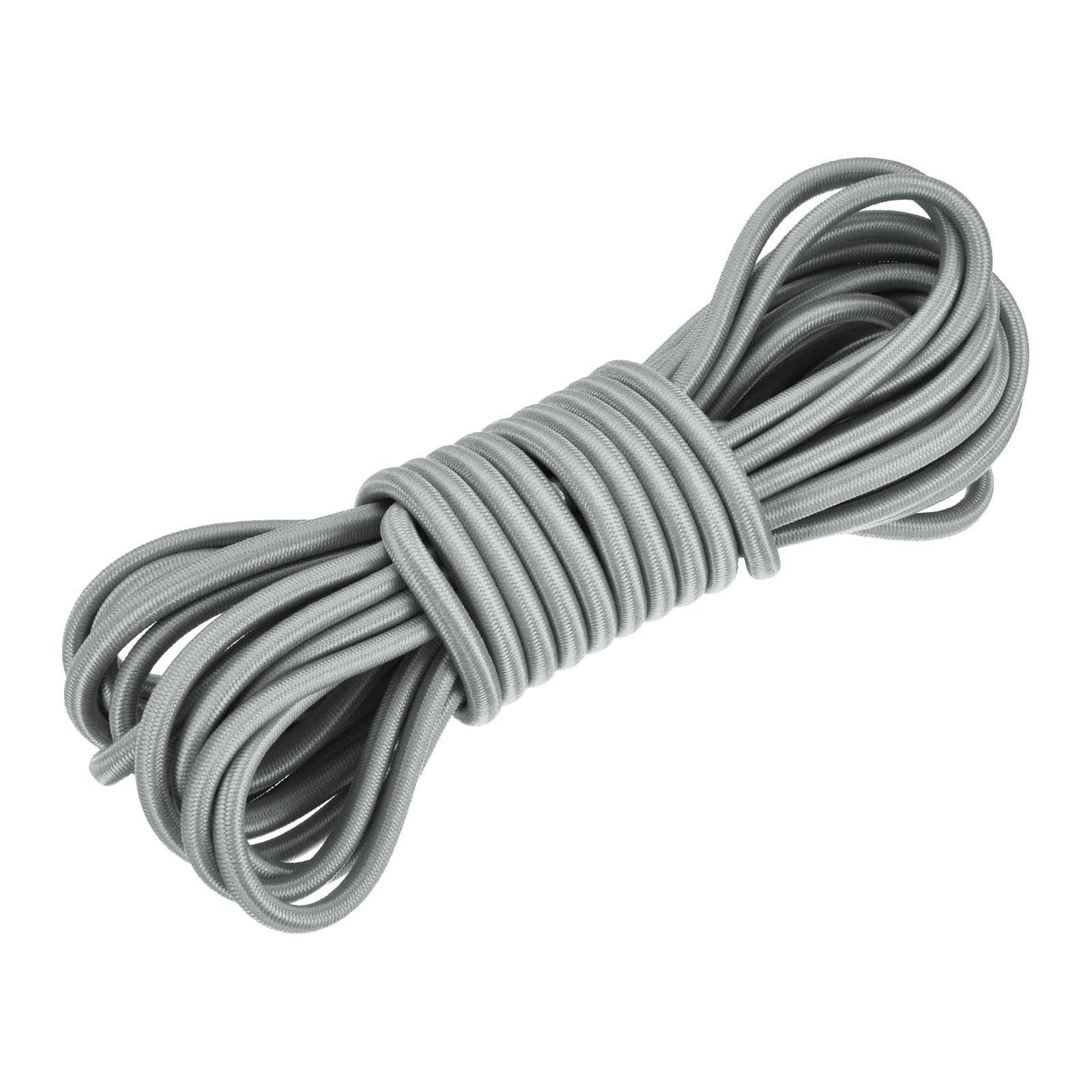 DMiotech 6mm Shock Cord, 7.6 M Grey Bungee Cord Tent Pole Shock Cord Round Elastic Kayak Rope Stretch String Marine Grade Heavy Polyester for DIY Projects Tie Downs