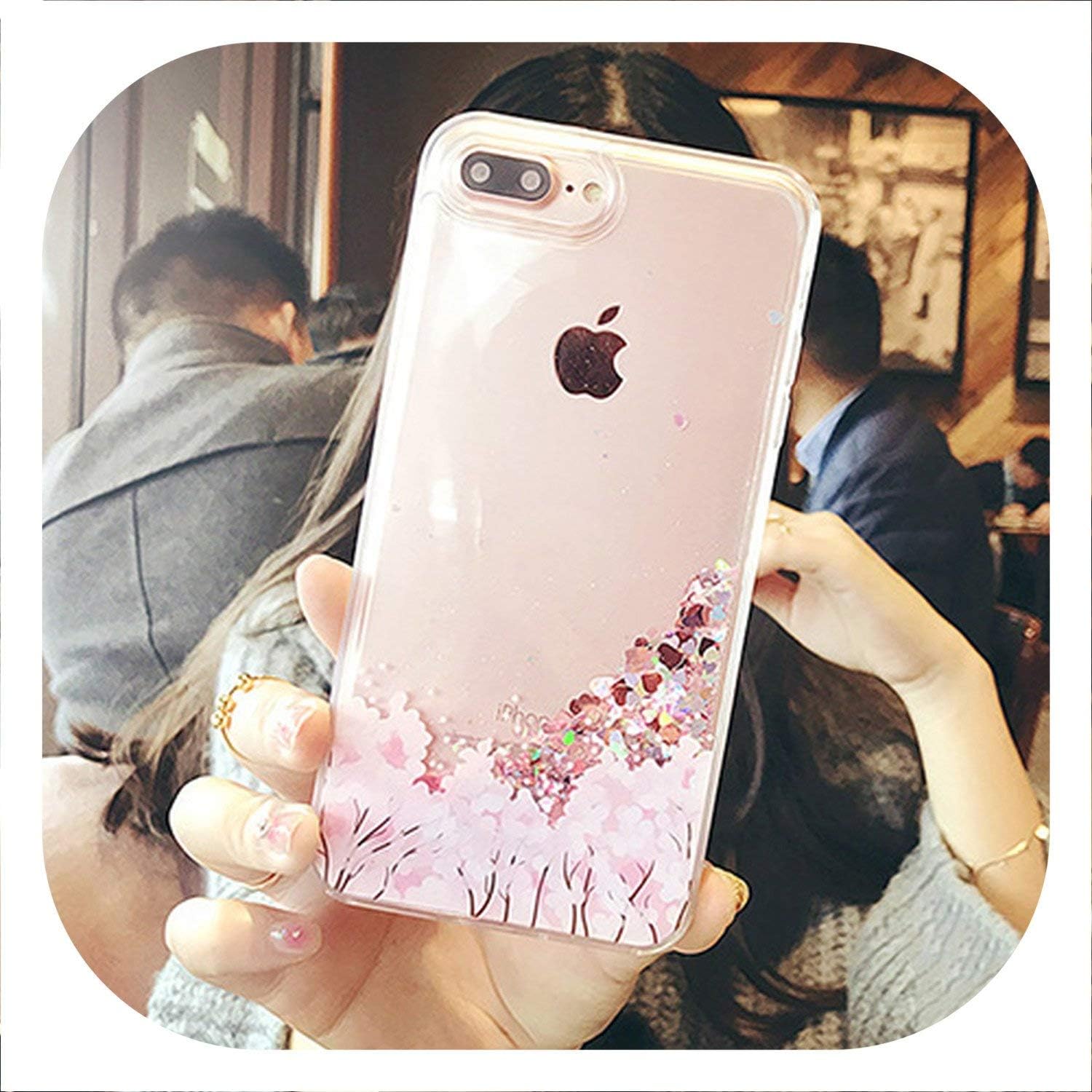 Dynamic Liquid Glitter Case for iPhone 8 7 6 6S Plus X Fresh Tulip Flower Quicksand Case for iPhone 6 Plus Girl Style,Type 1,for iPhone X